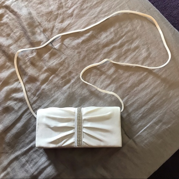 Handbags - White Studded Clutch/Crossbody